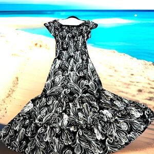 Maxi Dress EXTREME flare tiered Ruffles long boho Peasant Fairy island resort M